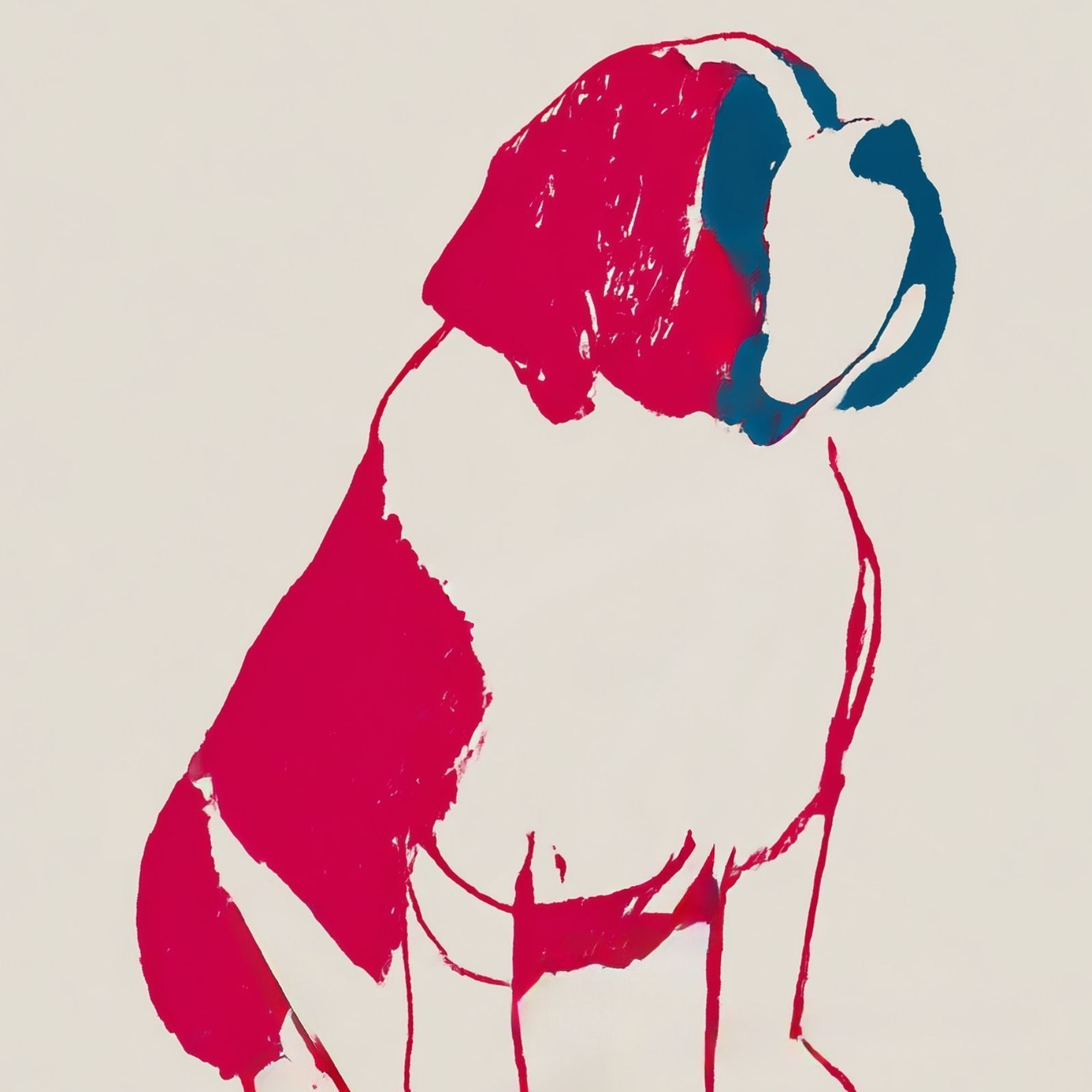 名入れOK Red Line - セントバーナード犬 No.1 アートポスター ペットロス 北欧モダン ミニマルインテリア カフェスタイル