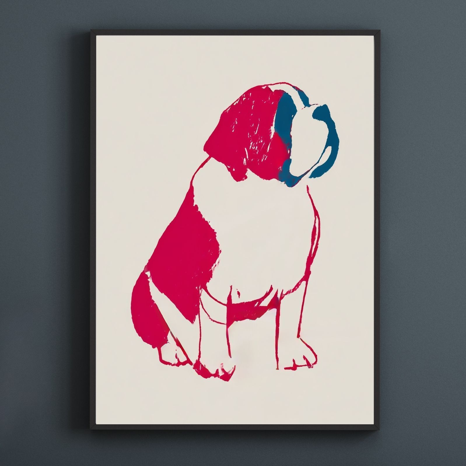 名入れOK Red Line セントバーナード犬 No 1 アートポスター ペットロス 北欧モダン ミニマルインテリア カフェスタイル
