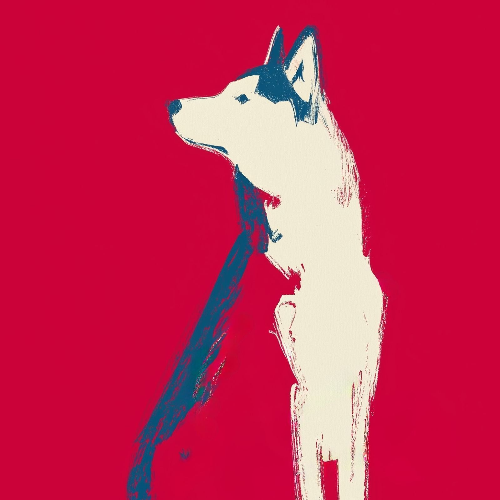 名入れOK Red Line - シベリアンハスキー犬 No.1 アートポスター ペットロス 北欧モダン ミニマルインテリア カフェスタイル