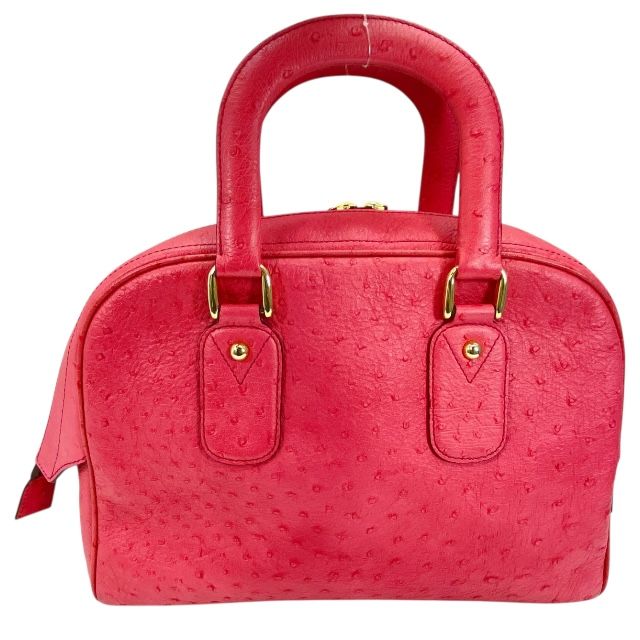 ジェイアンドエムデヴィッドソン オーストリッチ 型押し レザー ハンドバッグ ピンク ゴールド ロゴ J-M DAVIDSON レディース 人気 定番 上品 感 エレガント