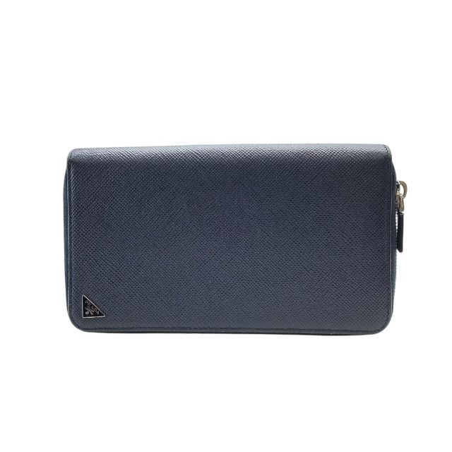プラダ 2ML303 財布 長財布 トラベルケース ロングウォレット オーガナイザー Wジップ ラウンドファスナー ロゴ レザー ネイビー PRADA メンズ 人気 定番 感 上品 収納力