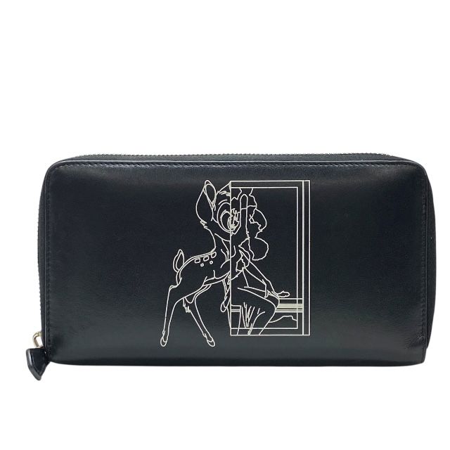 ジバンシィ 財布 長財布 バンビ プリント ロングウォレット ラウンドファスナー ロゴ レザー ブラック ホワイト GIVENCHY レディース 人気 定番 上品 個性 感