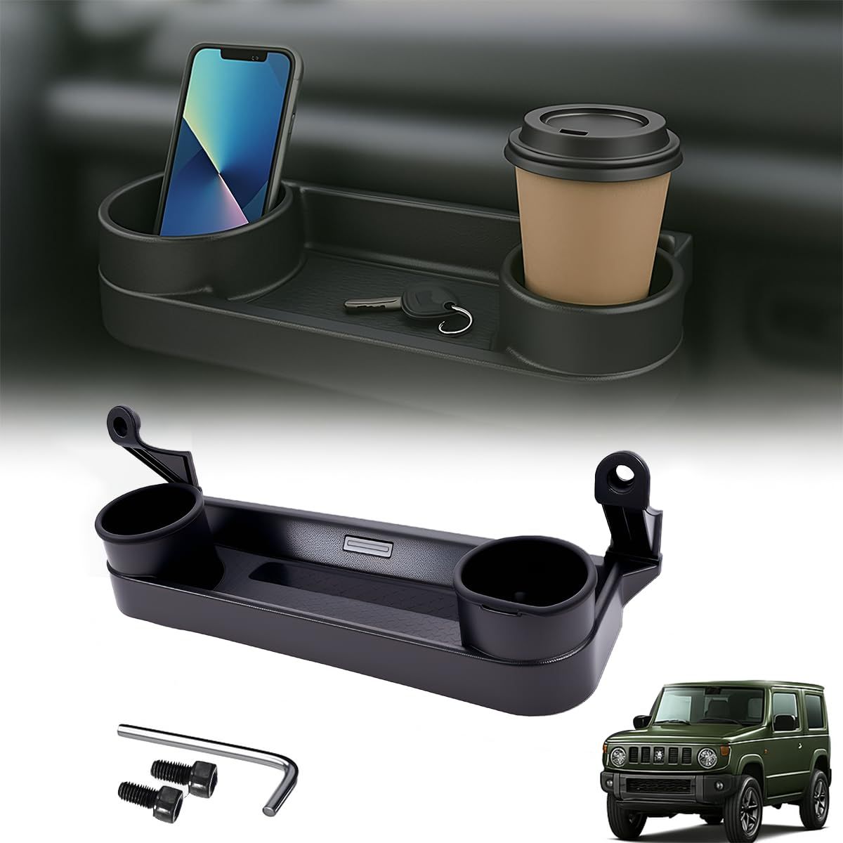 Suzuki アシストグリップ収納ホルダー Jimny 対応 NOMADE JB 74 SIERRA 64 ノマド H 30 7～対応 シエラ 助手席収納ボックス ジムニー 助手席乗降グリップ スズキ 助手席用トレイ ドリンクホルダ