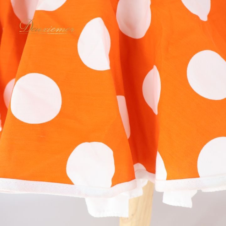 フラメンコ 衣装 ワンピース ドレス ボランテ フリル 水玉 ドット ダンス パーティ 発表会 オレンジ系 ホワイト系 スカート かわいい おしゃれ しっかりした生地 ボリューム感 踊り イベント衣装