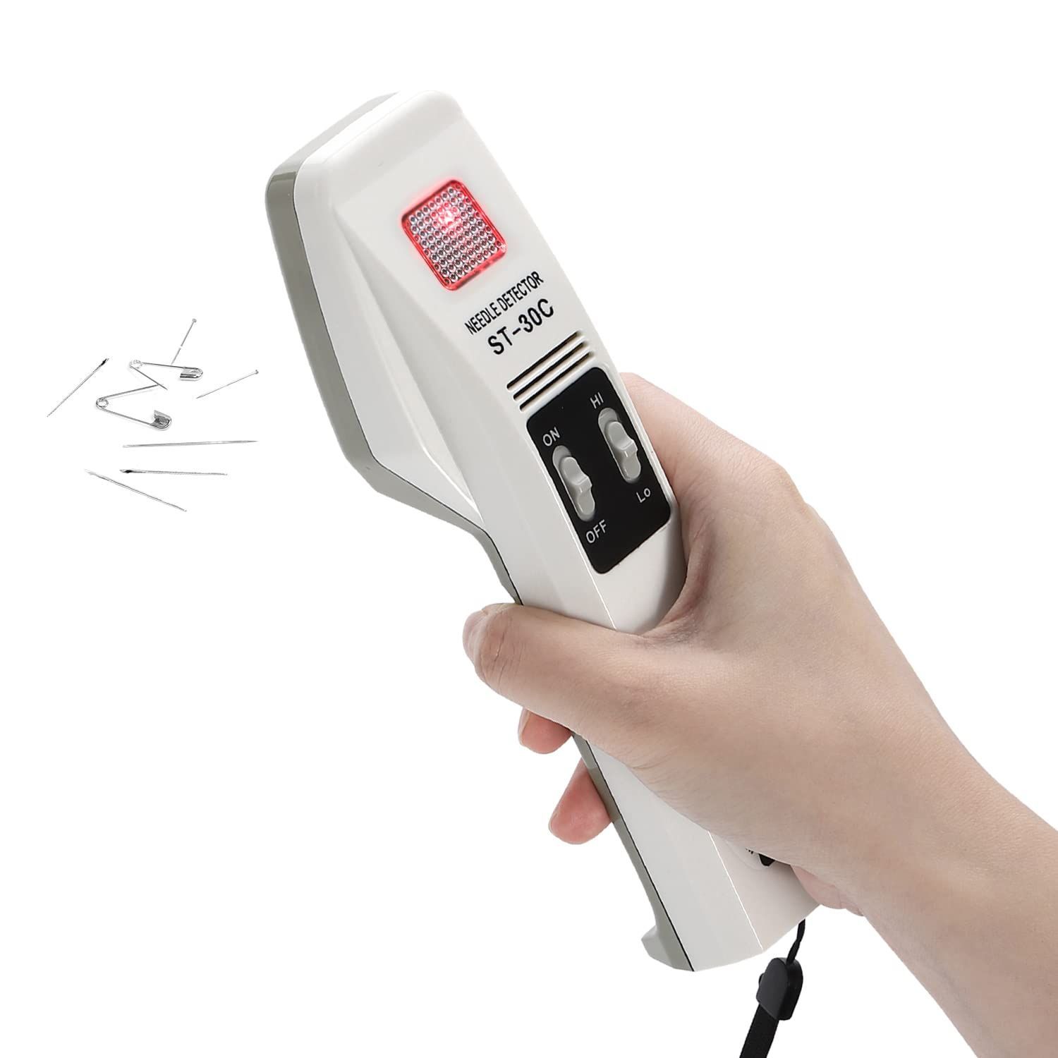ハンディ検針器 金属混入探知 Hi Low 2段階の感度切り替え 検知面50㎜×50㎜ 鉄製縫い針 折れ針 まち針 ピンなど探知