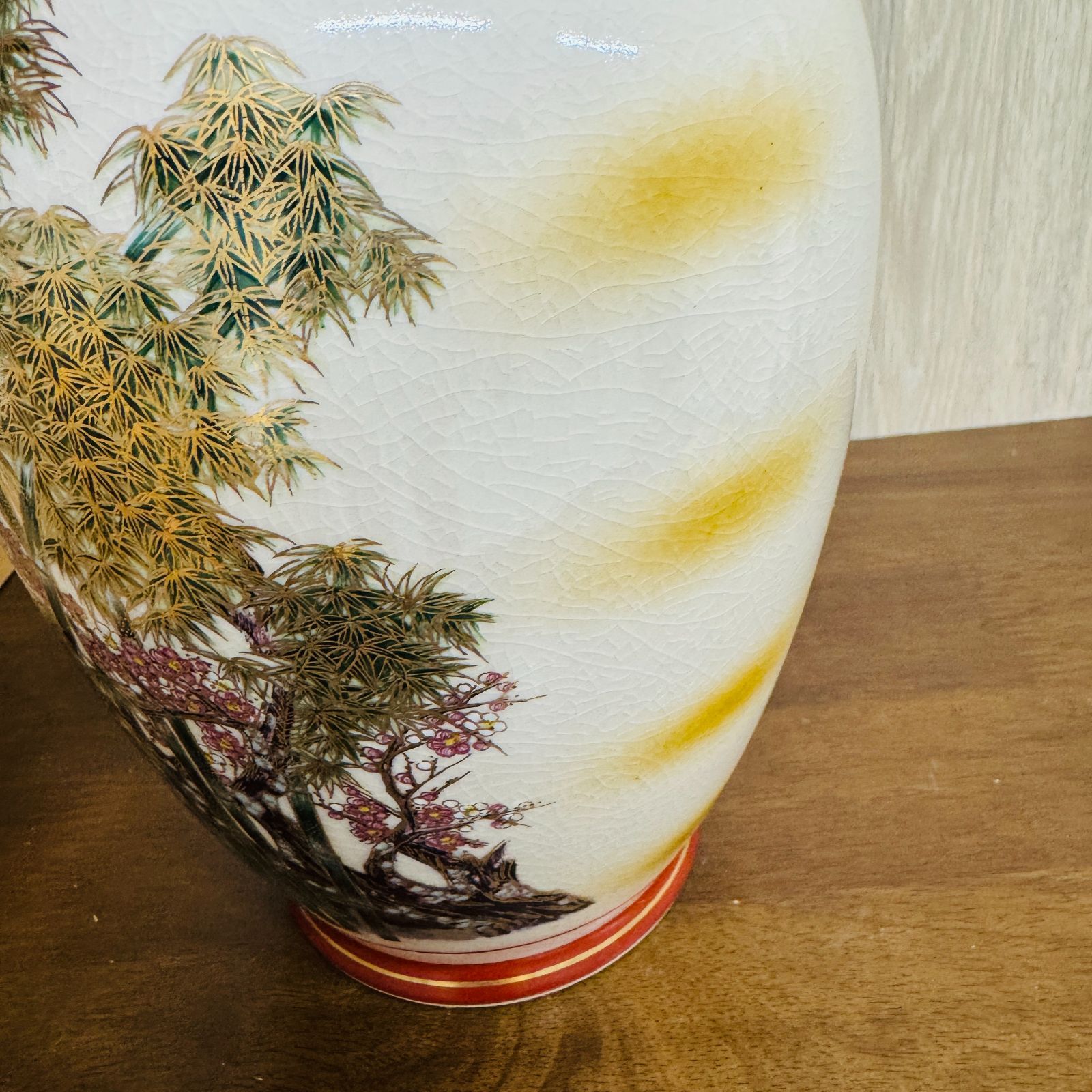 S【九谷焼】花瓶 鳥と花の絵柄 陶器 桐箱付き - メルカリ