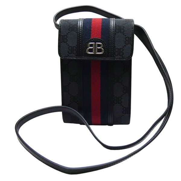 バレンシアガ BALENCIAGAxGUCCI バレンシアガxグッチ ザハッカープロジェクト フォンポーチ ミニショルダーバッグ 680130 ブラック