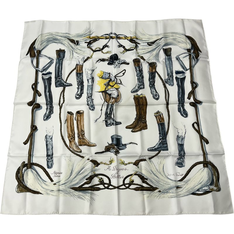 エルメス トップ HERMES カレ 90 A Propos de Bottes スカーフ シルク