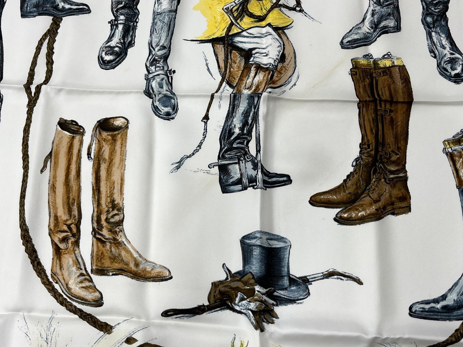 エルメス HERMES カレ 90 A Propos de Bottes スカーフ シルク