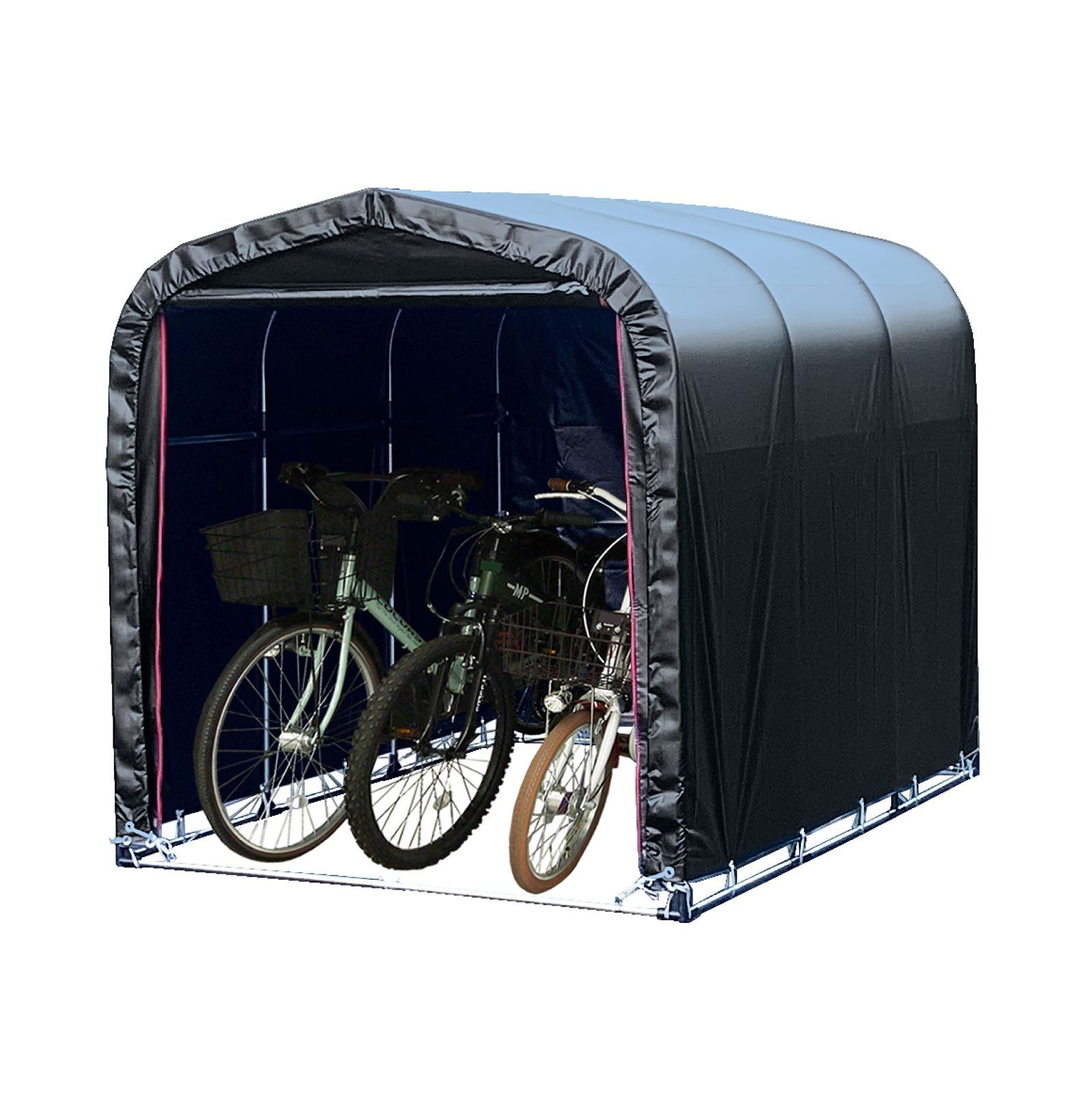 南榮工業 Nan-a Corporation サイクルハウス 3台用BK 本体一式 ブラック 開口1.56×奥行2.2×高さ1.65m BK 自転車 バイク 倉庫 車庫 耐水圧50000mm 高耐久 国産 日本産