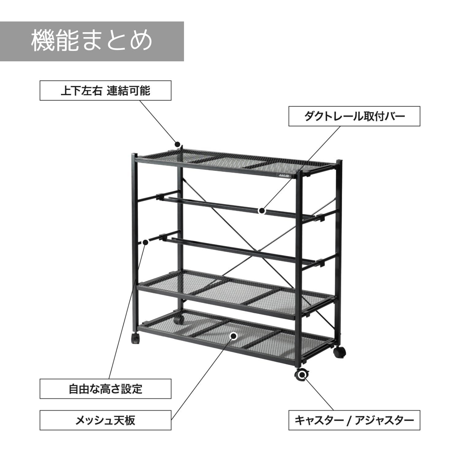 ビザールプランツラック LPR-800-BK 植物育成ライト 植物用サーキュレーター 取り付け キャスター付き 上下左右 植物棚 多肉棚 植物を乗せる台 フラワースタンド プランタースタンド メタルラック