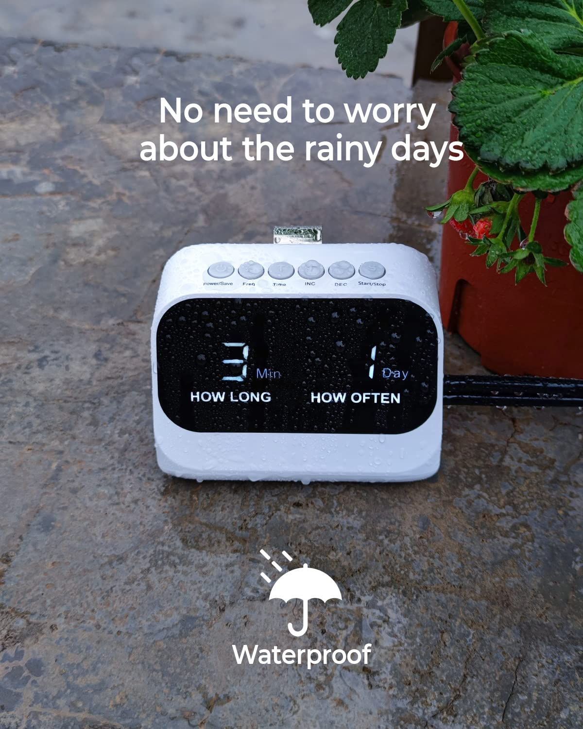 鉢植え自動散水ドリップ システム10鉢対応 自動水やり 散水スマートタイマー セット10 mホース付き 防水LEDディスプレイと大容量バッテリー 植物 留守 ガーデン花植木鉢自動給水器 白