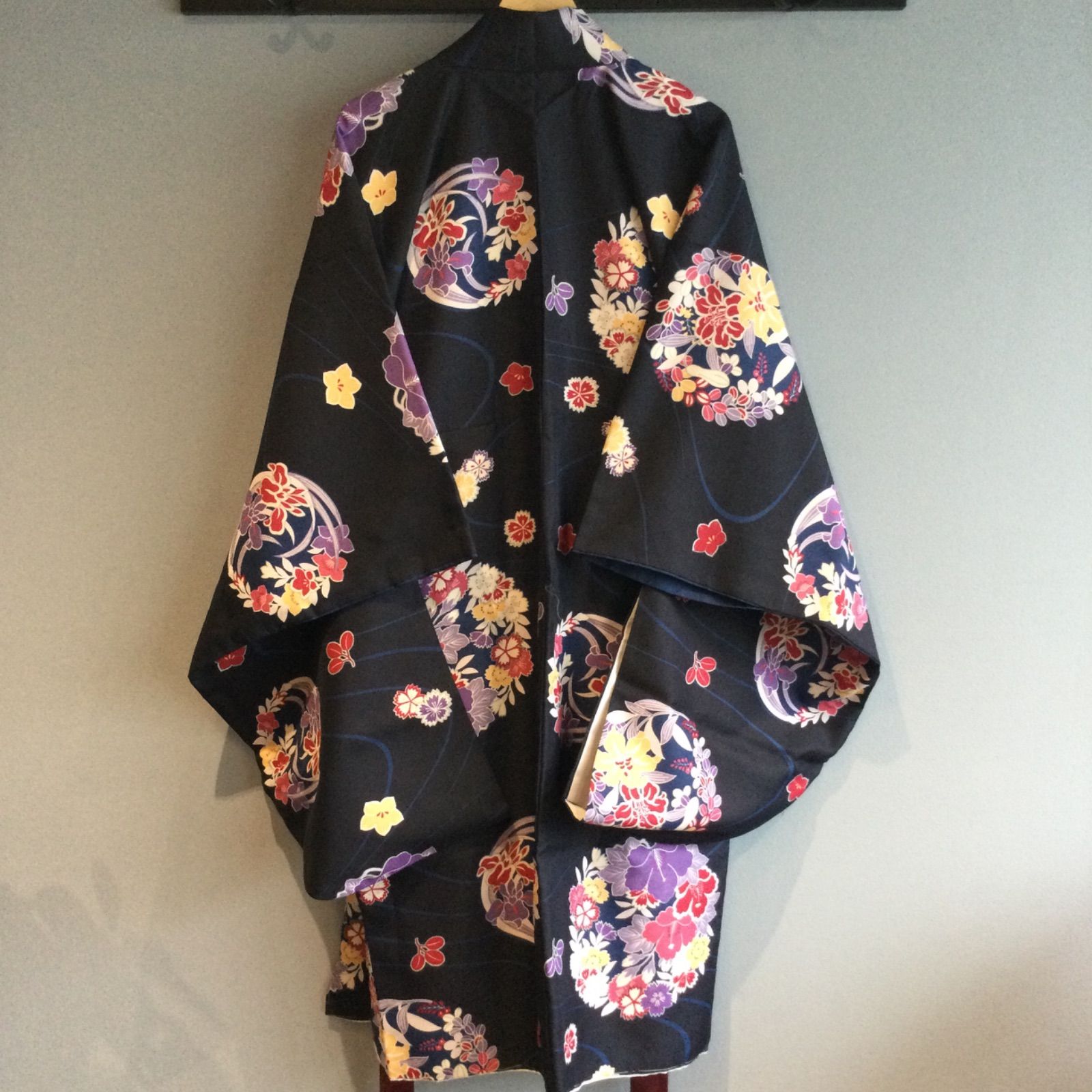 二尺袖 袴 紺 赤 セット 小物無し M サイズ