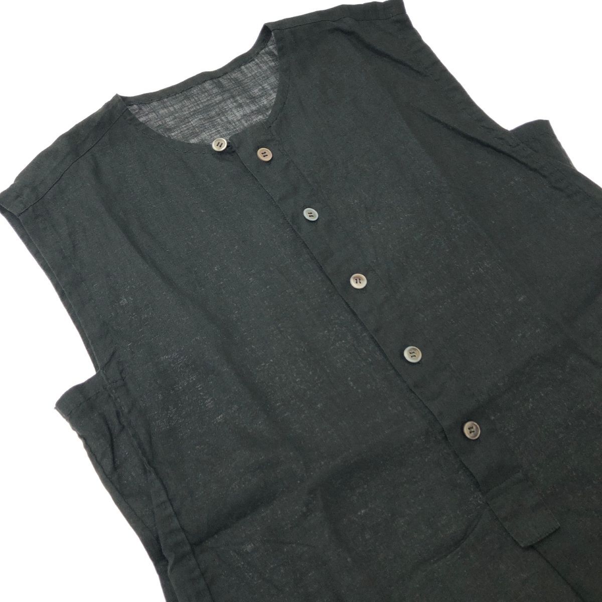 ISSEY MIYAKE イッセイミヤケ ノースリーブシャツ サイズ:M リネン100 