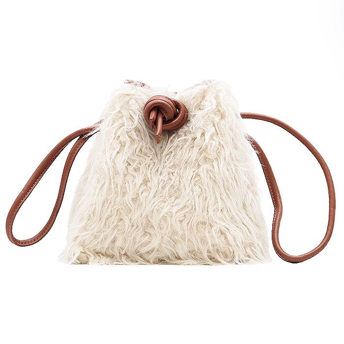 【SALE】VASIC ヴァジック ハンドバッグ ファー レザーストラップ ノットデザイン 鞄 小物 レディース ベージュ ブラウン