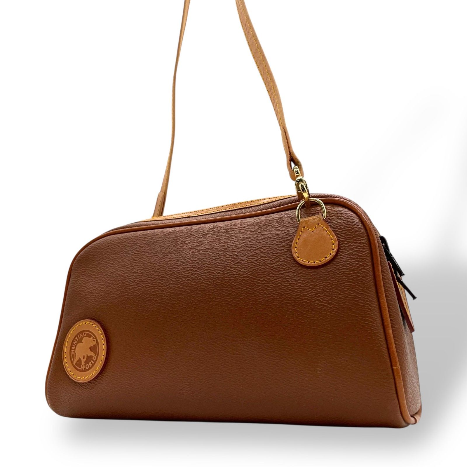 ハンティングワールド レザー 2way ボストンバッグ ブラウン ショルダー ハンティングワールド レザー 2way ボストンバッグ ブラウン ショルダー