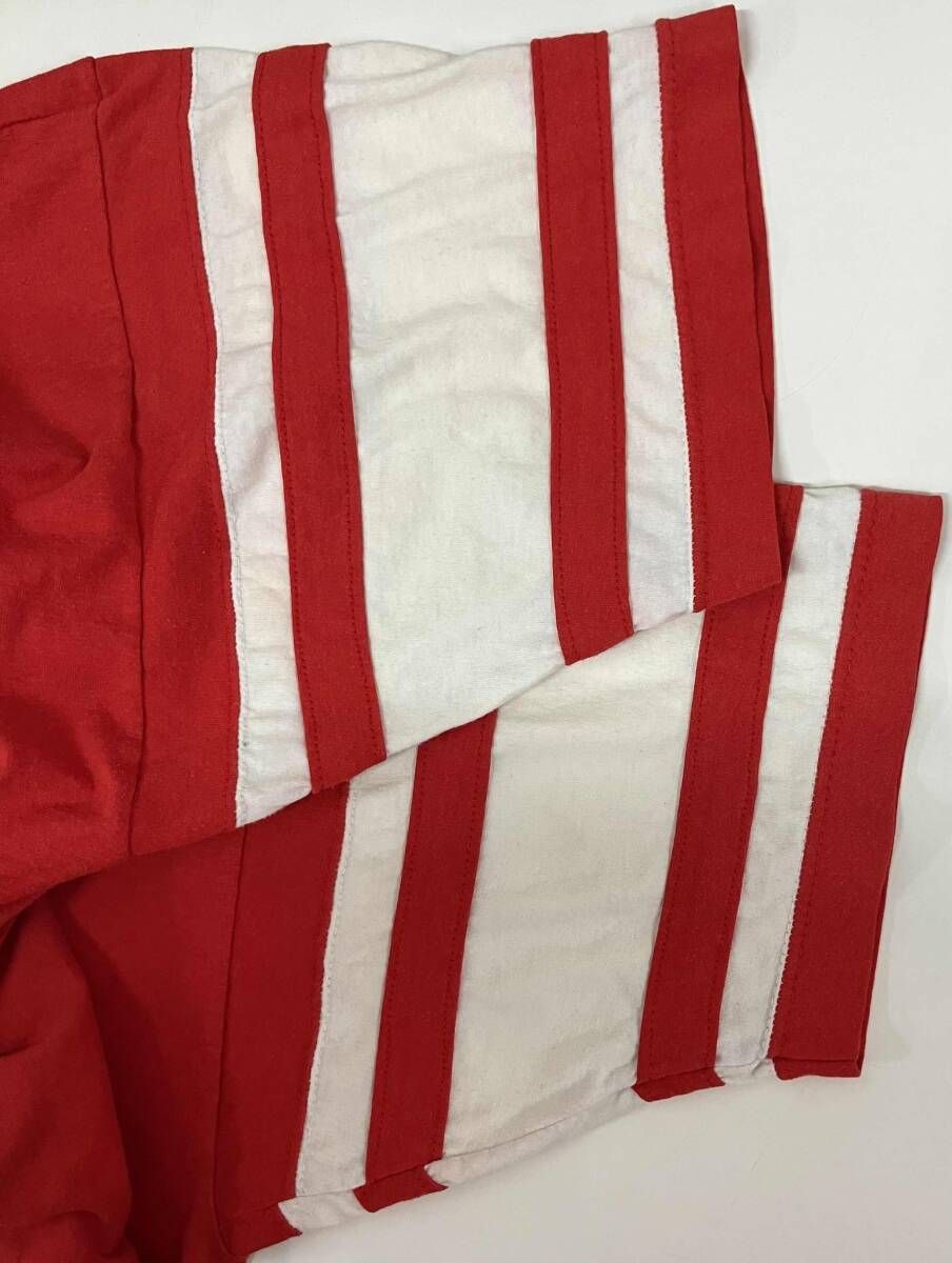  champion チャンピオン 半袖Tシャツ 80 S トリコタグ フットボールシャツ L レッド アメリカ製 サイズL ポリエステル50 コットン50 トップス(ジャージ以外) ウォーキング ランニングウェア