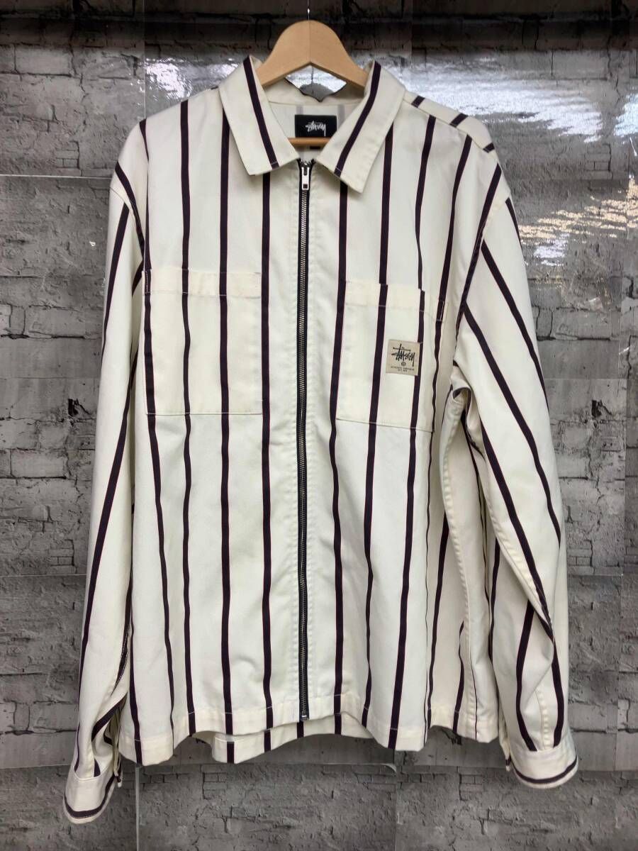 STUSSY Stripe Jacket 完売モデル サイズXL ホワイト ストライプ 