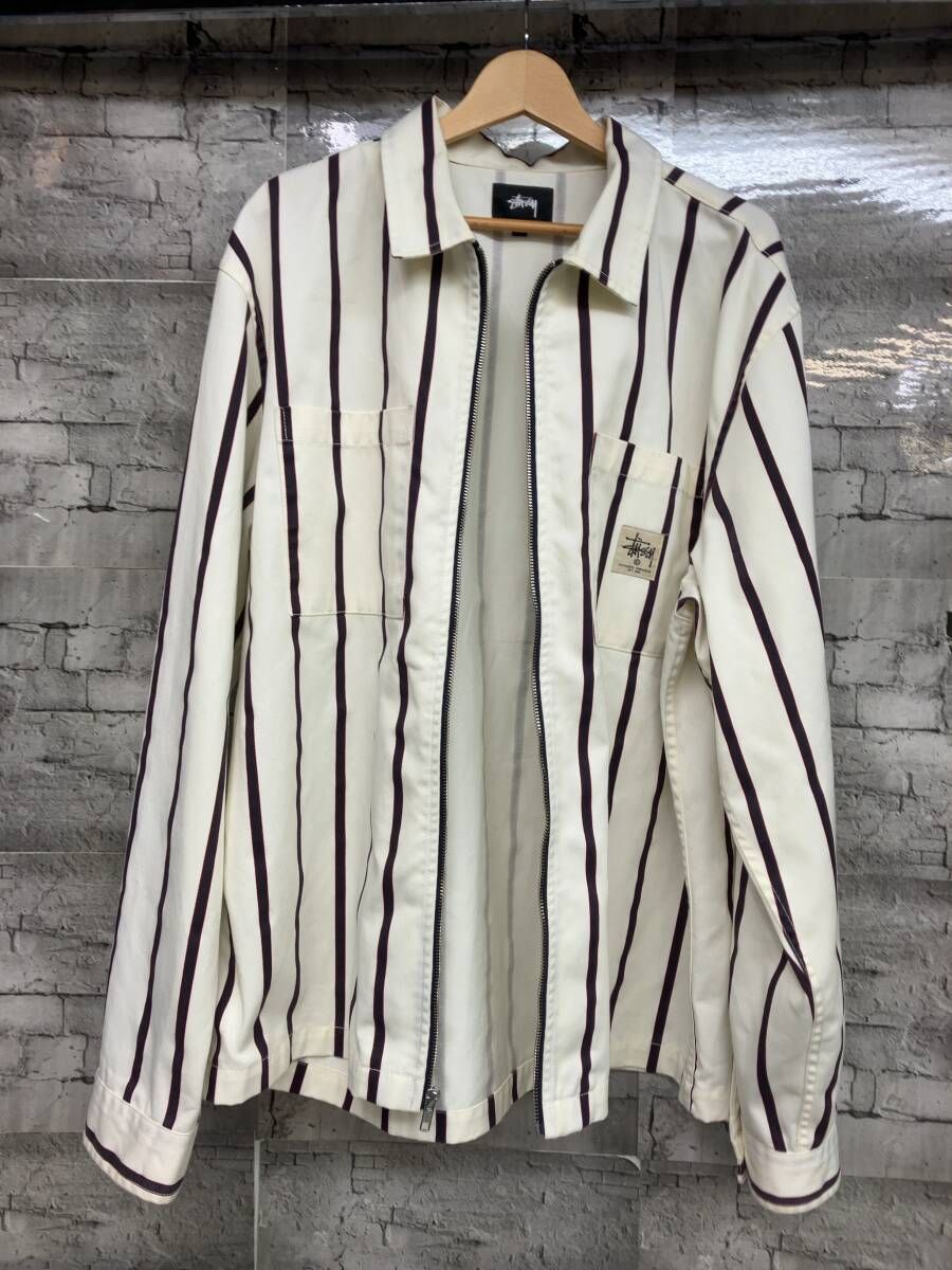 STÜSSY Stripe Jacket XL　ブルゾン STUSSY Stripe Jacket 完売モデル サイズXL ホワイト ストライプ