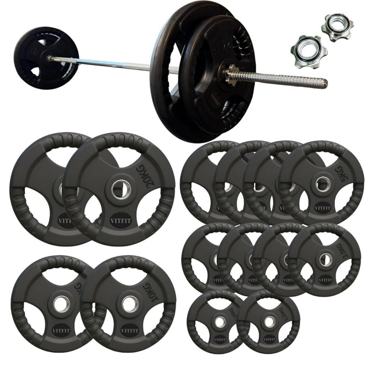 バーベルプレート トレーニングバーセット計100kg 20kg×2枚 10kg×2枚 5kg×4枚 2.5kg×4枚 1.25kg×2枚 バーベルシャフト 180cm
