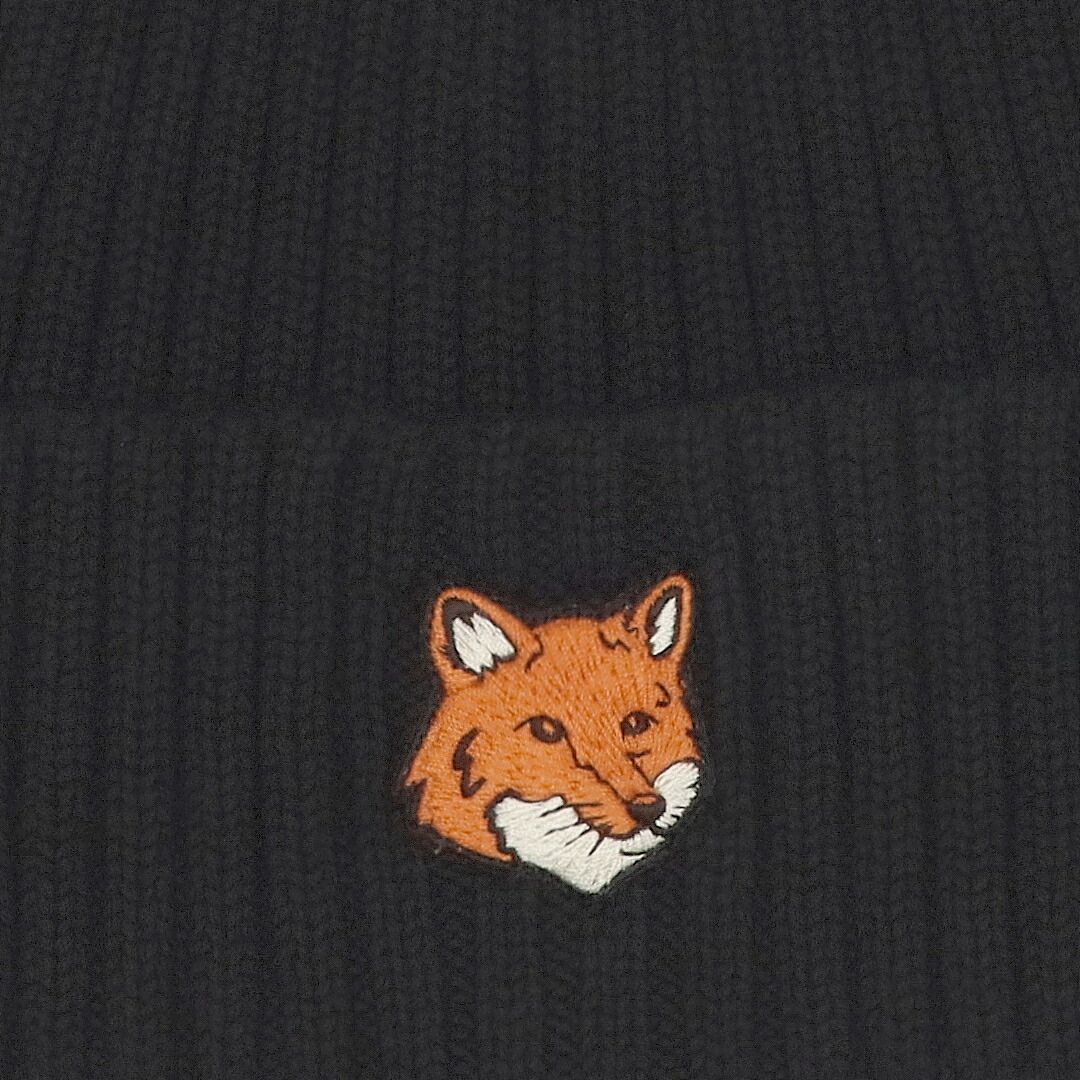  メゾンキツネ MAISON KITSUNE 帽子 ニット帽 フォックスヘッド ビーニー P 199 BLACK ニット帽 ビーニー 帽子