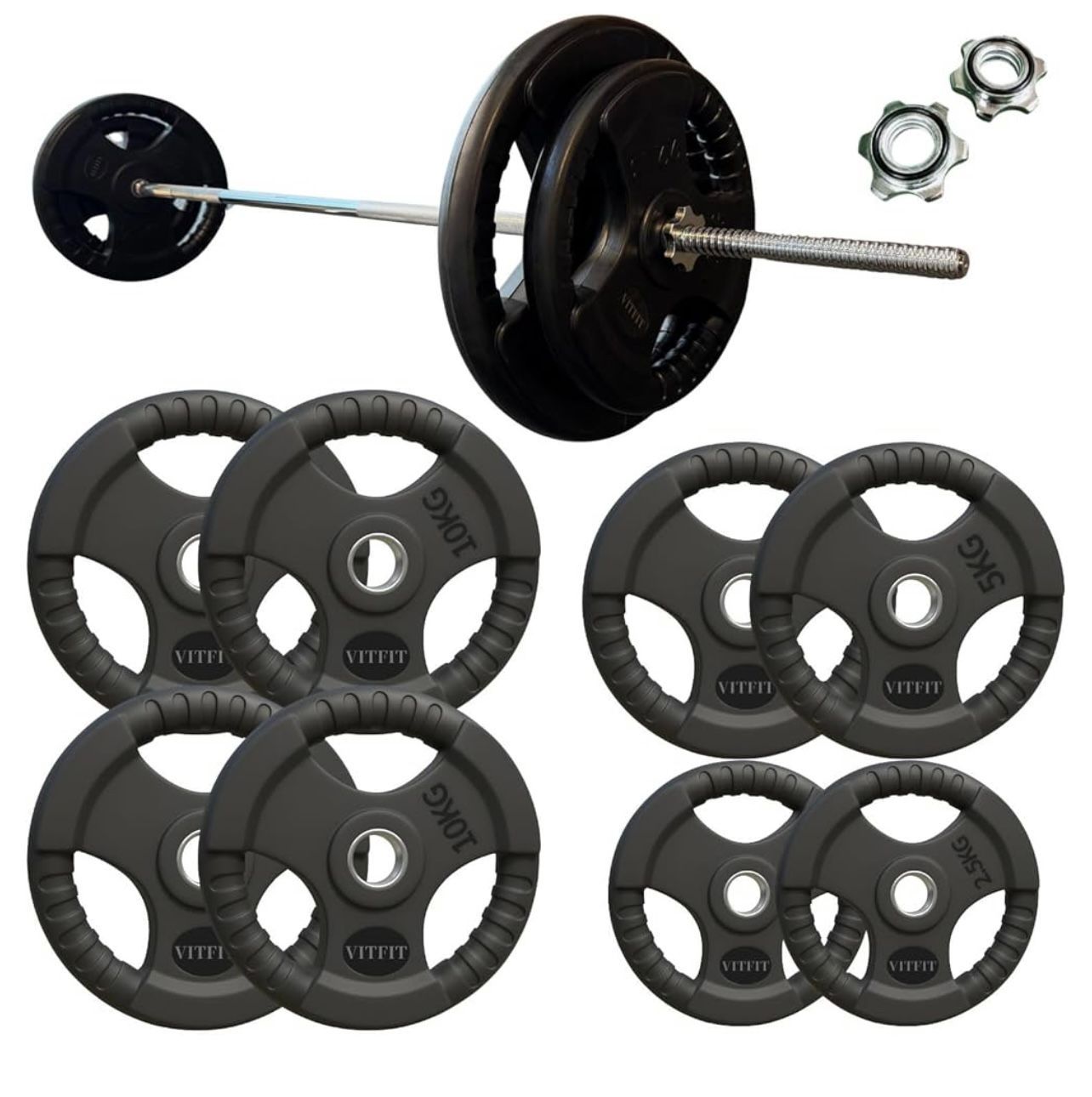 バーベルプレート トレーニングバーセット 計60kg 10kg×4枚 5kg×2枚 2.5kg×2枚 バーベルシャフト 180cm