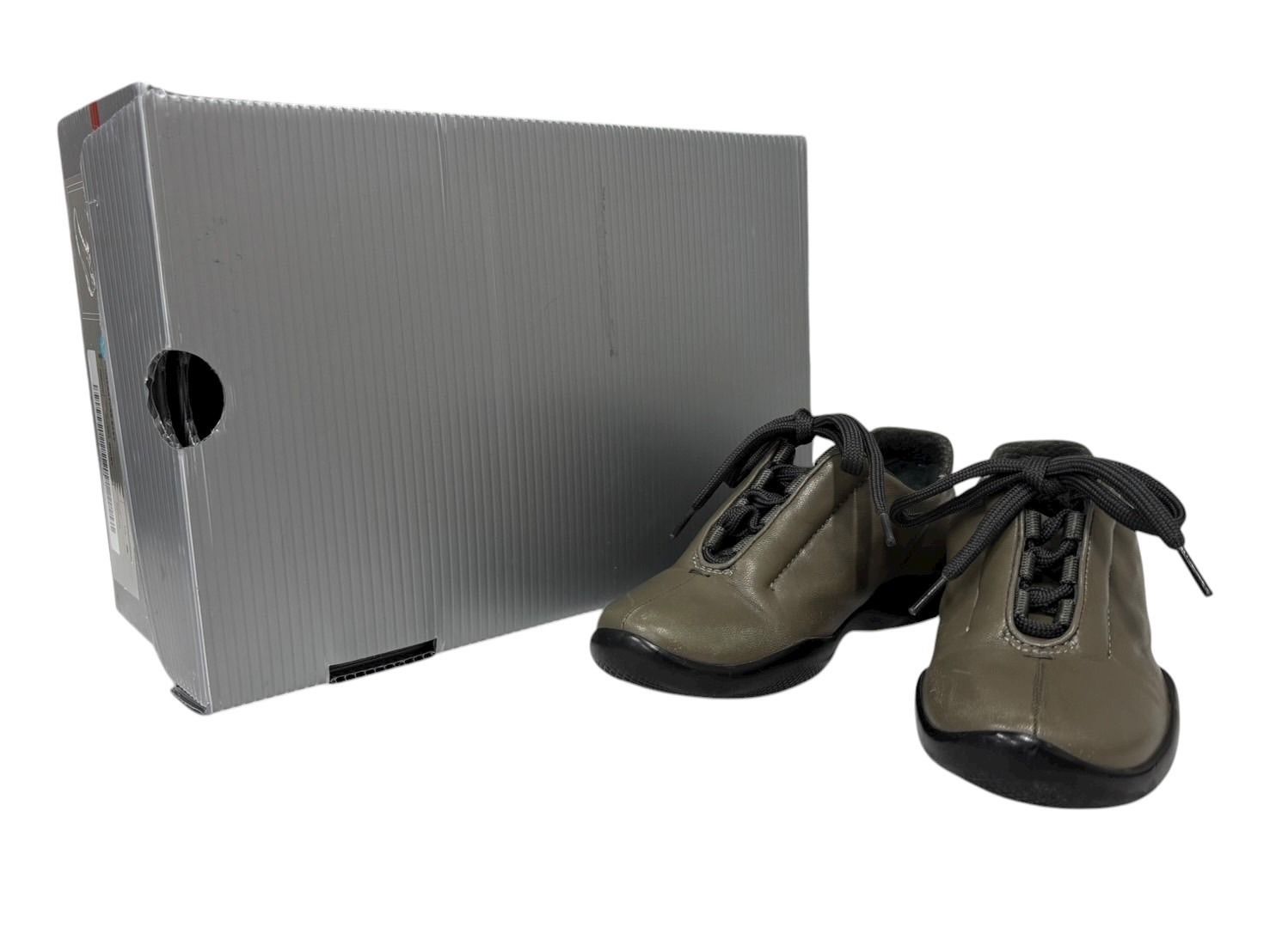 PRADA SPORTS プラダスポーツ ローカットスニーカー キッズ用 カーキ レザー サイズ18 cm 4 b 006961