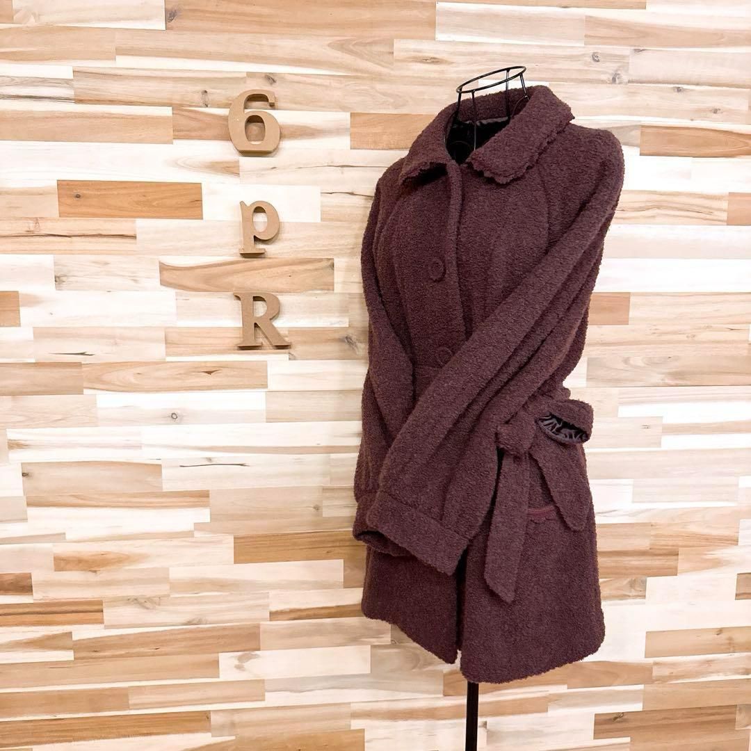 ピンクハウス WOOL&シルク混♪リアルファージャケット 新品 M 黒茶MIX色 ピンクハウス WOOL&シルク混♪リアルファージャケット 新品 M 黒茶MIX