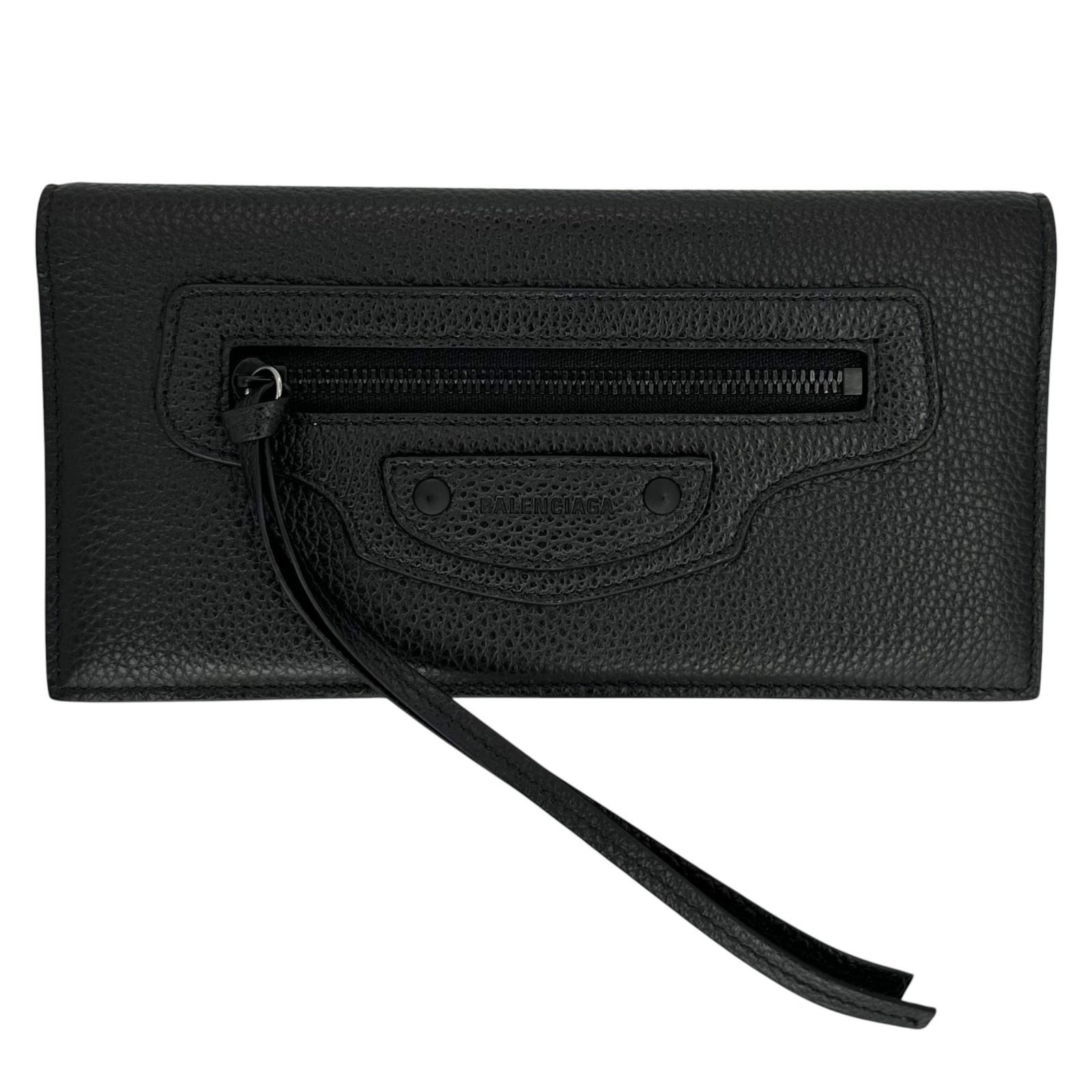 バレンシアガ Classic クラシック 650869 二つ折り財布 二つ折り長財布 札入れ レザー カーフスキン ブラック 黒 レディース メンズ ユニセックス A 9304