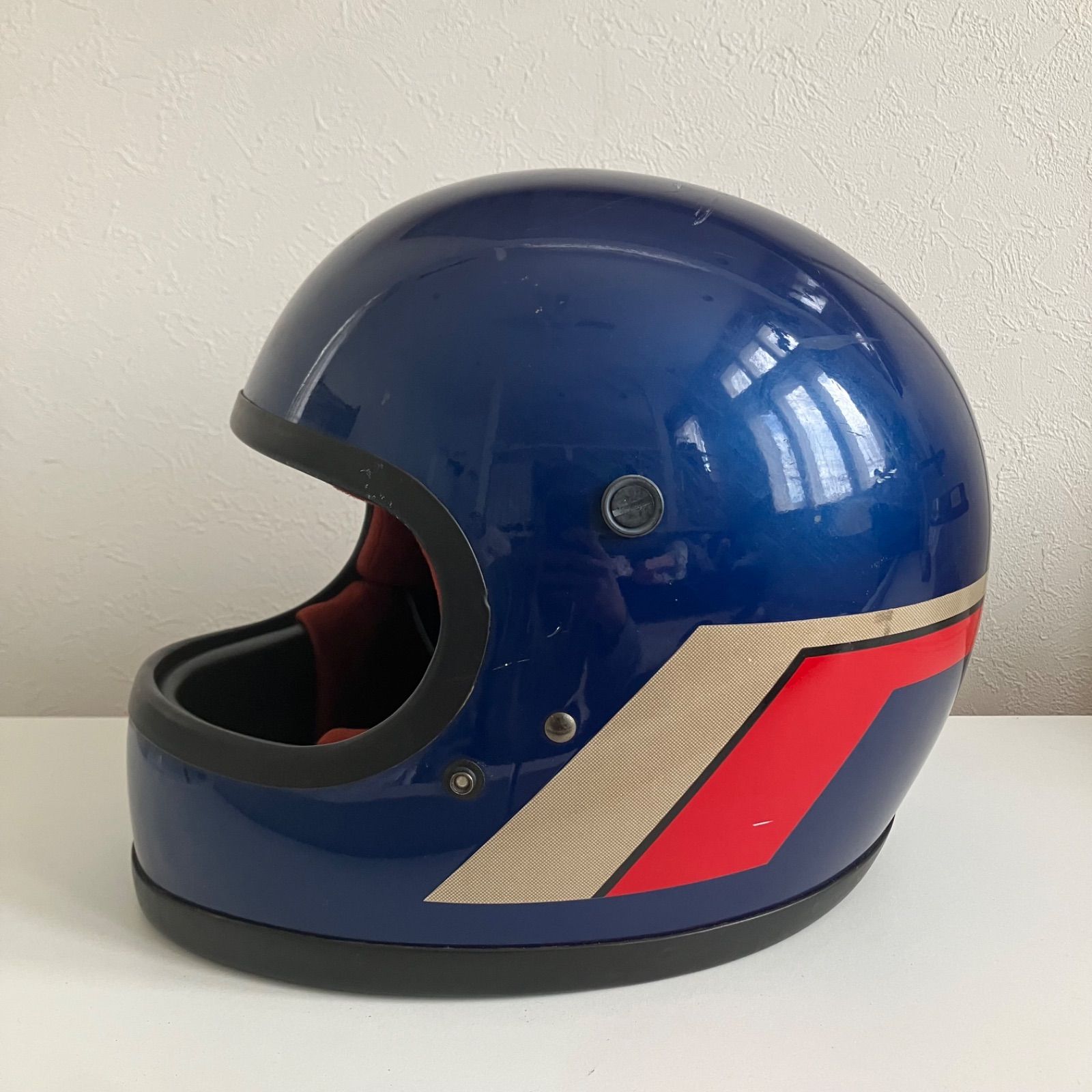 beetle フルフェイス　XL 族ヘル　レトロ HONDA LINE☆1979年製 ビンテージ L-XLサイズ ヘルメット 青 フル