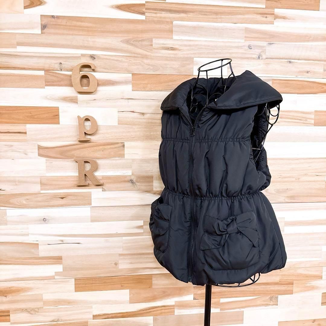 美品【ピンクハウス】ボリューム ジップアップ 中綿 ベスト リボン