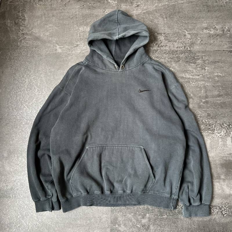 Vintage Nike 90s Silver Tag Boxy Cropped Hoodie Faded Moss