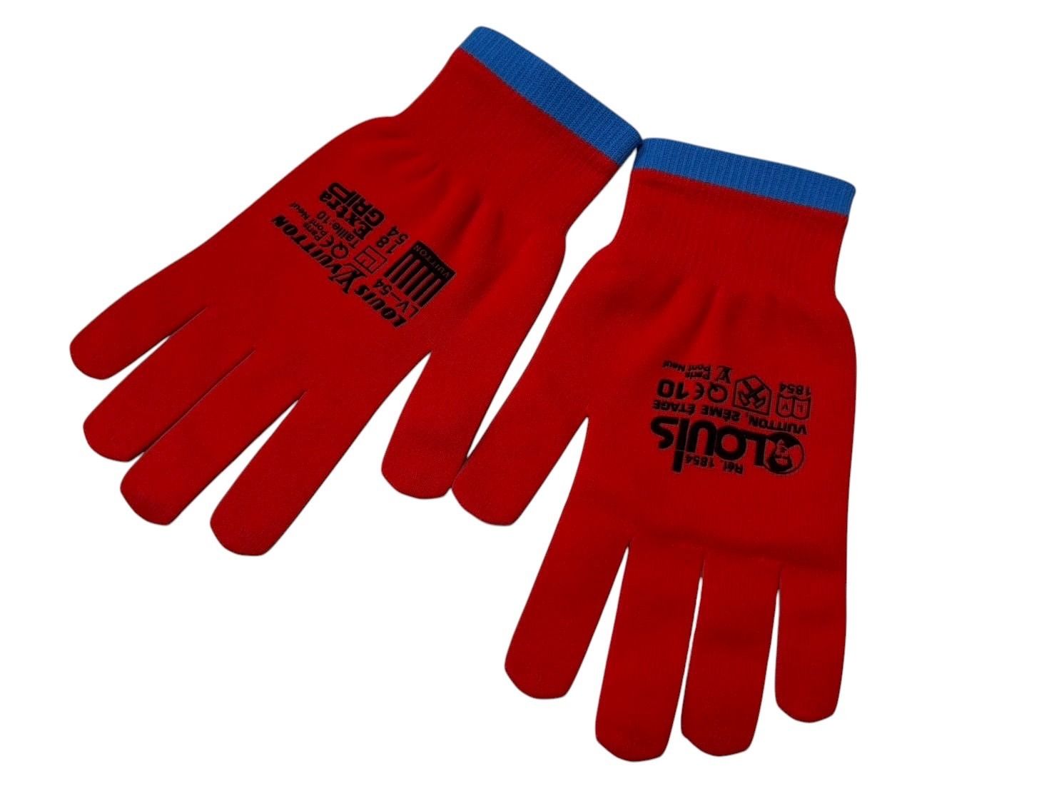 LOUIS VUITTON ルイヴィトン ゴン アールジービー グローブ 手袋 MP2336 レッド ブルー プリント ヴァージルアブロー 4b009012