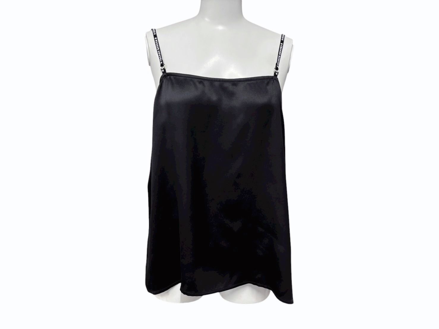 CHROME HEARTS クロムハーツ SHIRT W A LA MODE シルクキャミソール サイズL ブラック シルバー925 ロゴストラップ 4b008717
