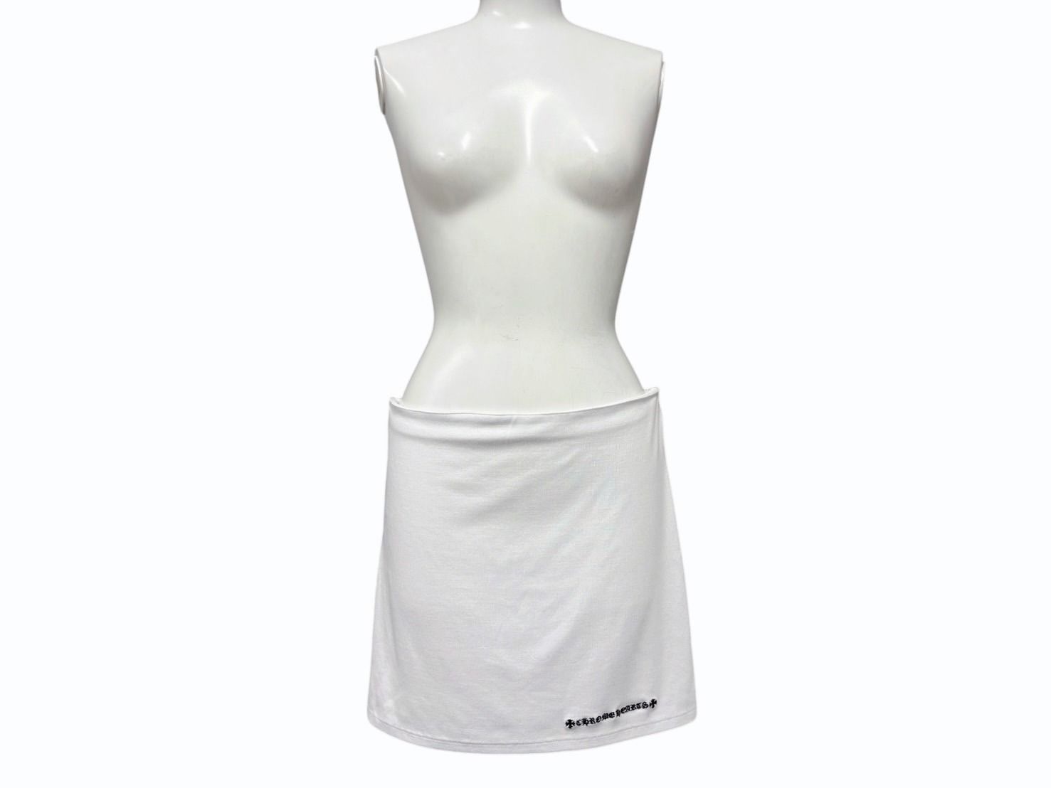 肌触り CHROME HEARTS クロムハーツ GRP Y NOT SKIRT W BAD SEED MINI Yノット ミニスカート サイズM ホワイト ダガー刺繍 4b008715