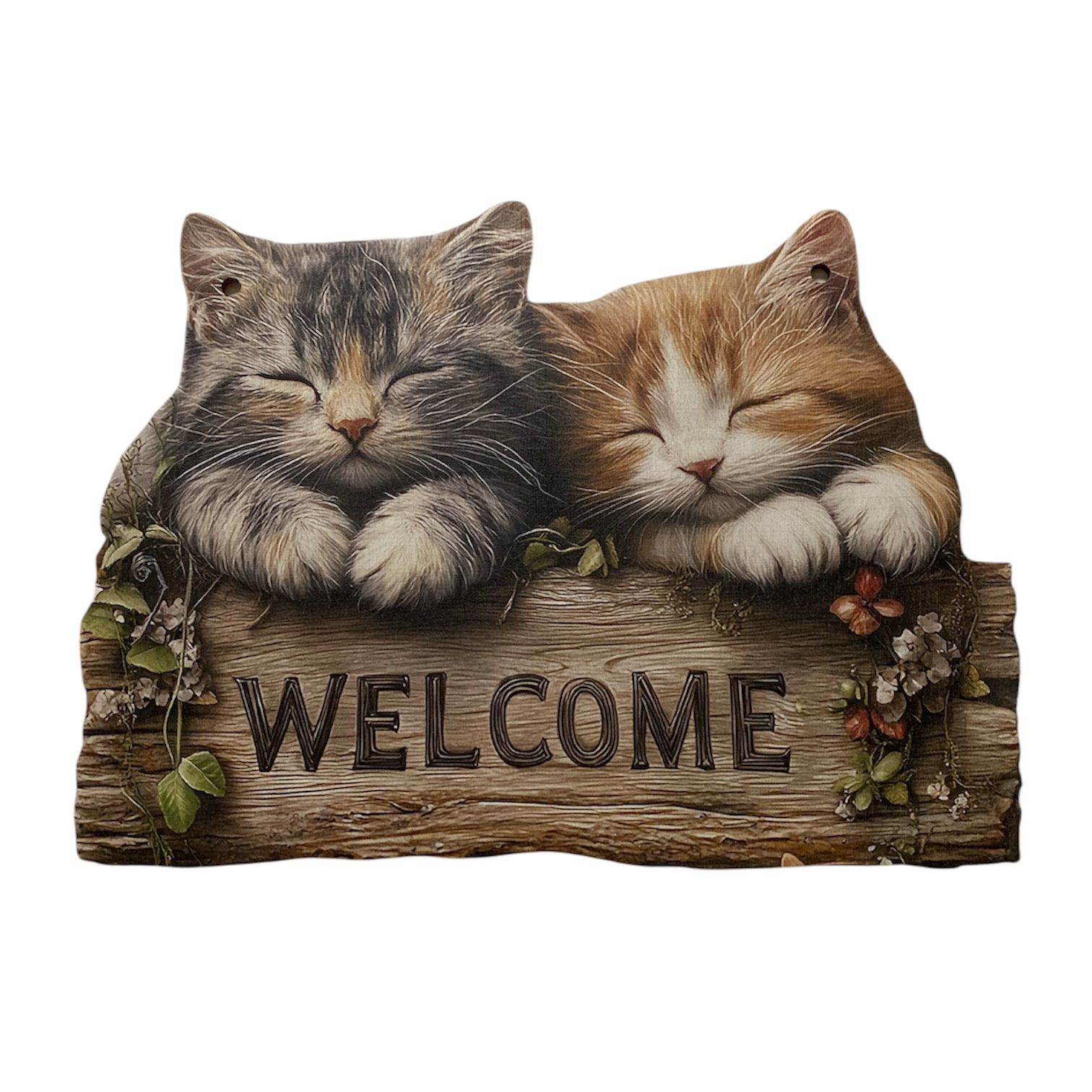 ウェルカムボード 眠る猫ちゃんのウェルカムボード 木目調インテリア