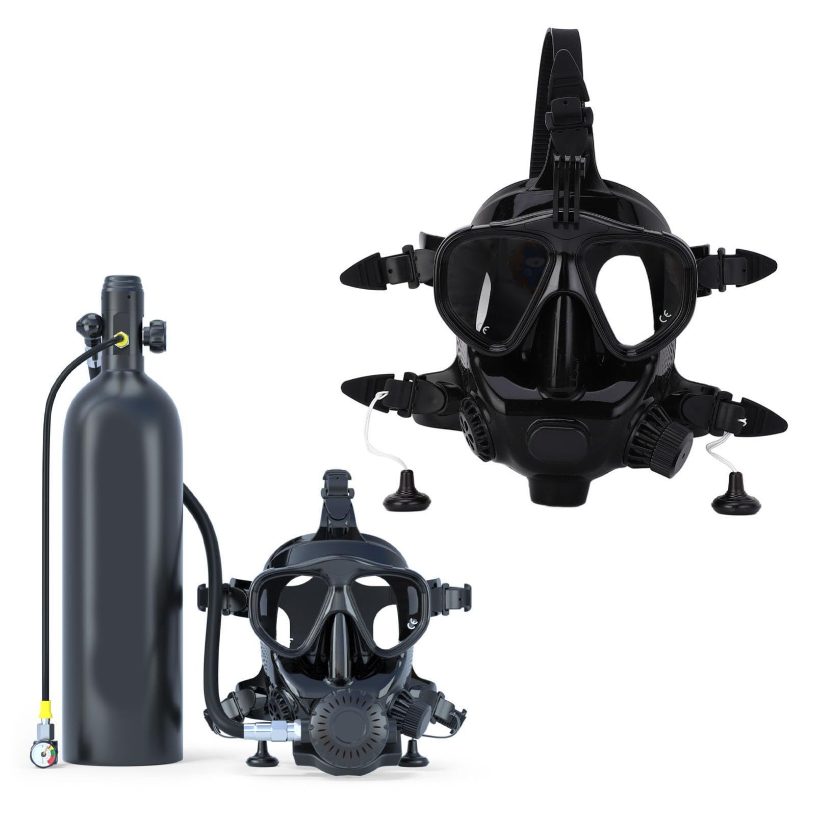 フルフェイスシュノーケルマスク 180°ビュー パノラマビュー ダイビング フェイス ゴーグル ドライトップ呼吸システムとカメラマウント付き スキューバダイビング用の曇り止めおよび漏れ防止 T 118