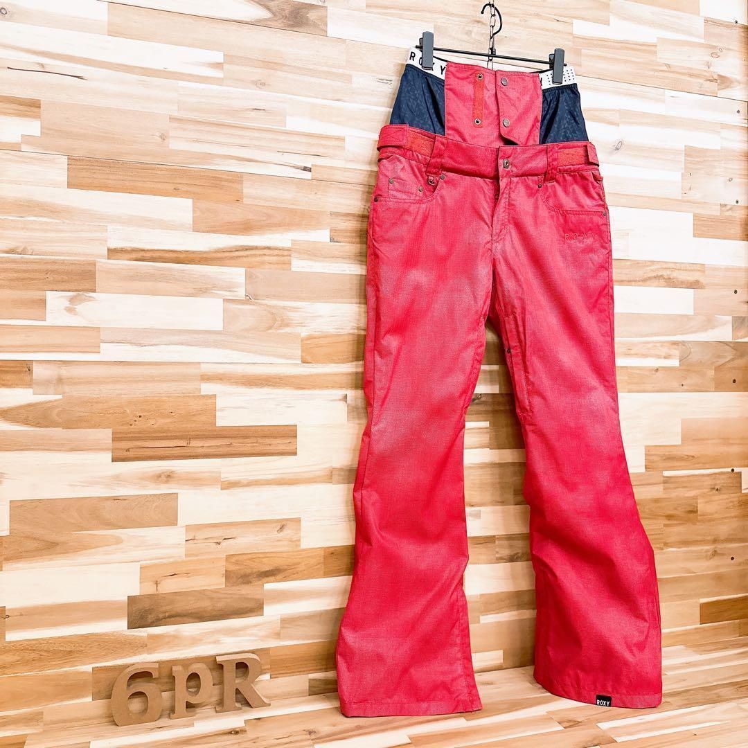 ロキシー スノボ ウェア パンツ スノーボード 防水 M ピンクレッド×紺 スノーボード ズボン 防寒 無地 パウダーガード