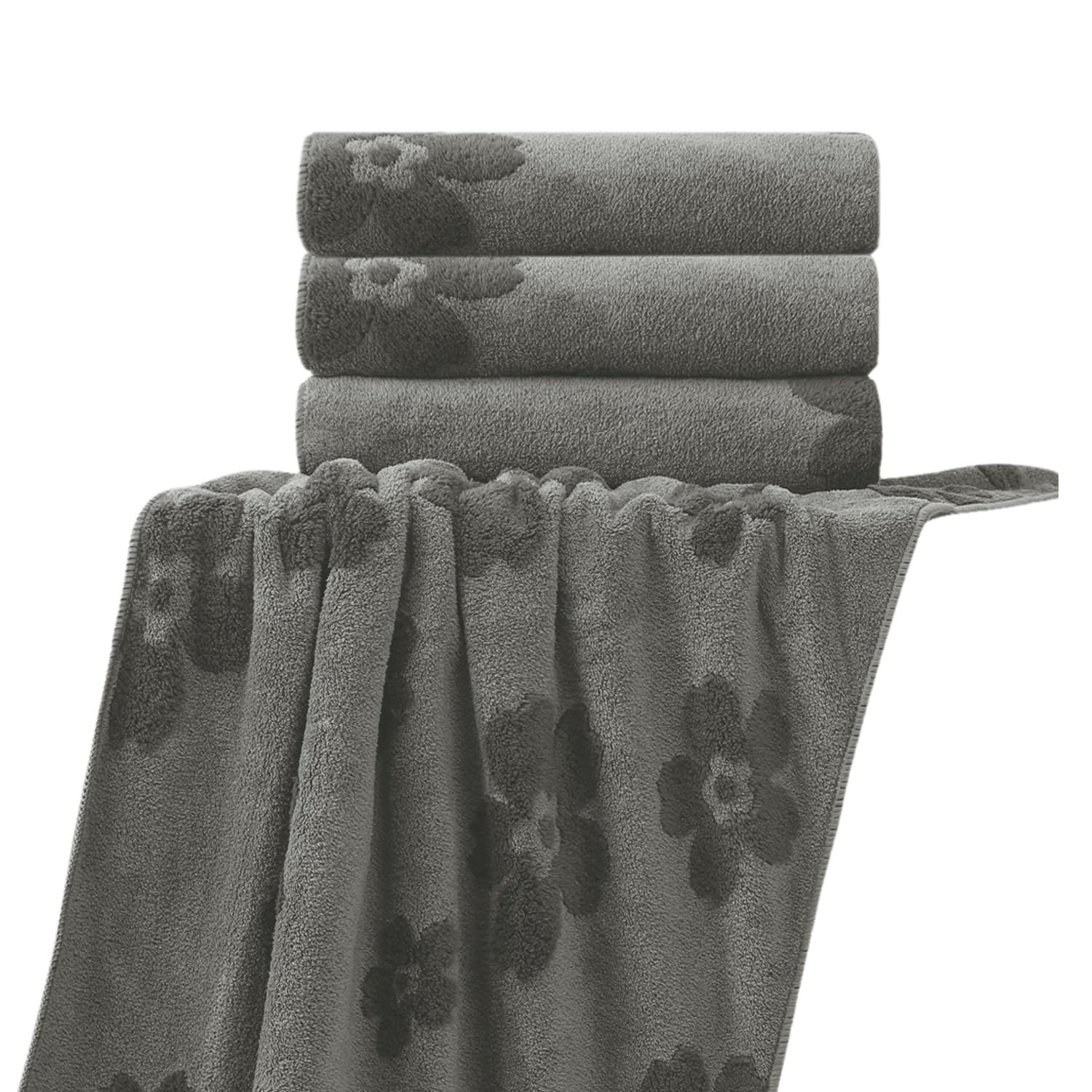 新品 Lattefineバスタオル約60x120cm 4枚セット ジャカード マイクロ