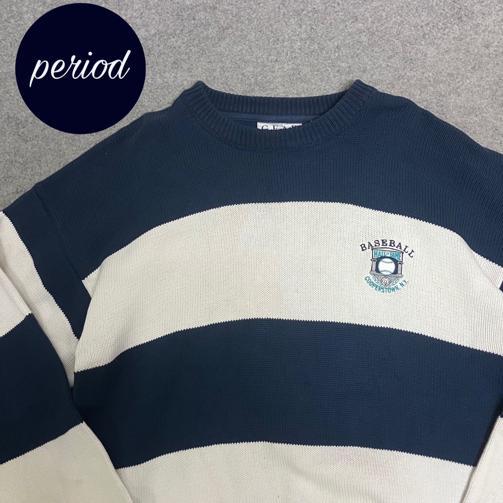 P2725 90s GEAR 野球　ボーダー　コットンニット　vintage