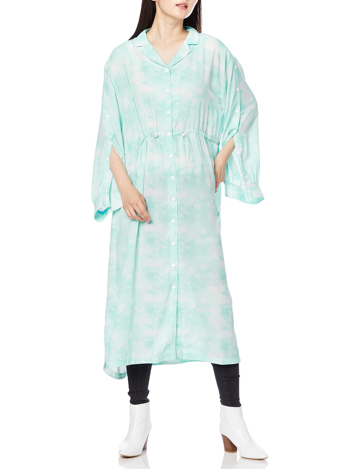 ローズバッド カジュアルドレス マーブルプリントシャツドレス レディース グリーン Free Size