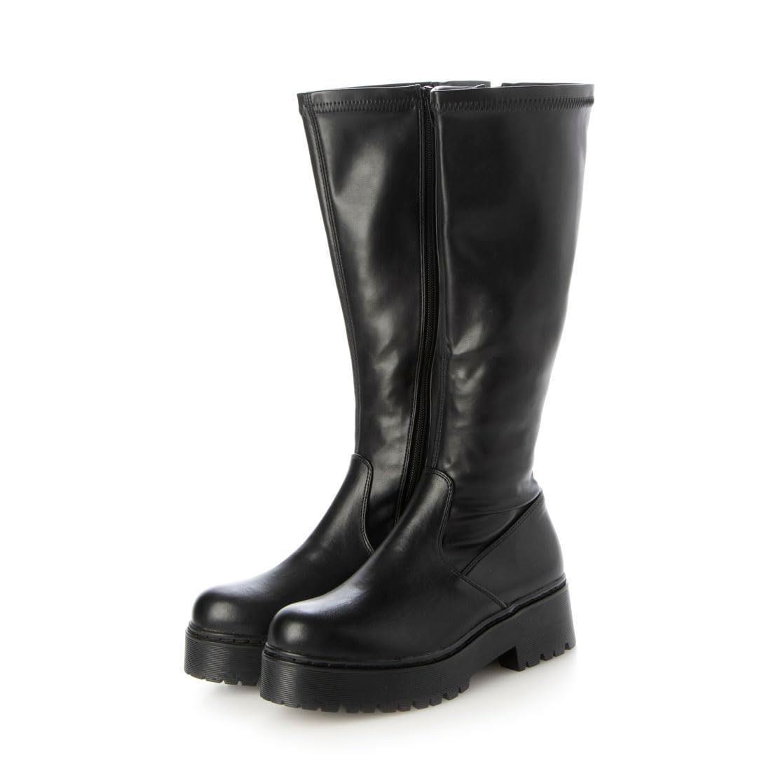 イーボル ロングブーツ ストレッチ厚底ブーツ BL M