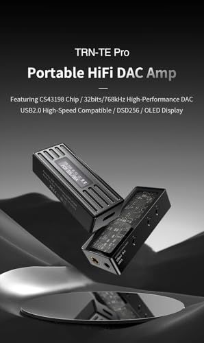 TRN-TE Pro 小型アンプ DAC スマホ AMP ハイレゾ対応 32 bit 768 kHz DSD 256 チップCS 43198 イヤホンアンプ ポータブル ヘッドホンアンプ Type-C タイプC 3.5 mm 4.4 ジャック TE
