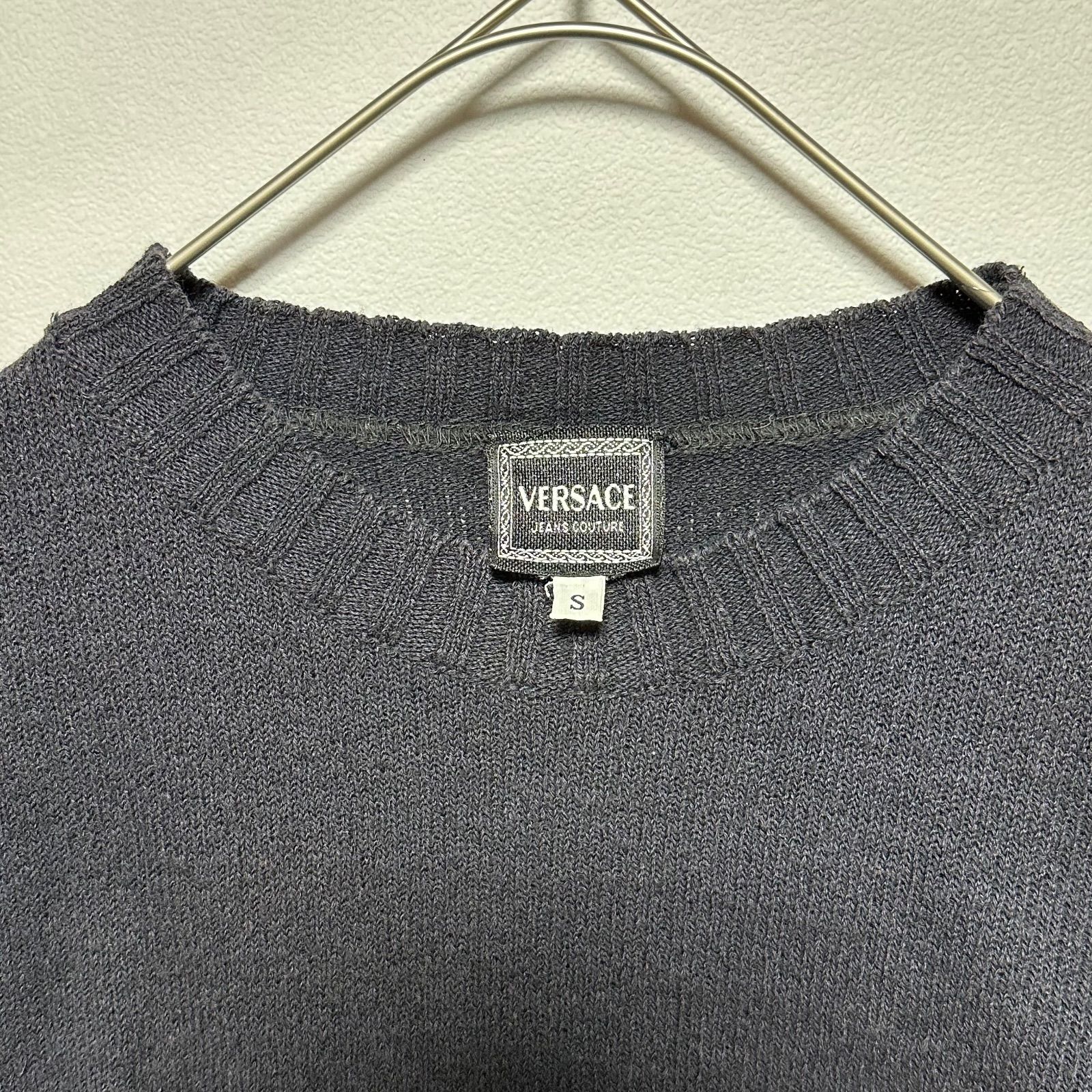 VERSACE JEANS COUTURE イタリア製 メデューサ刺繍ニット セーター 黒 