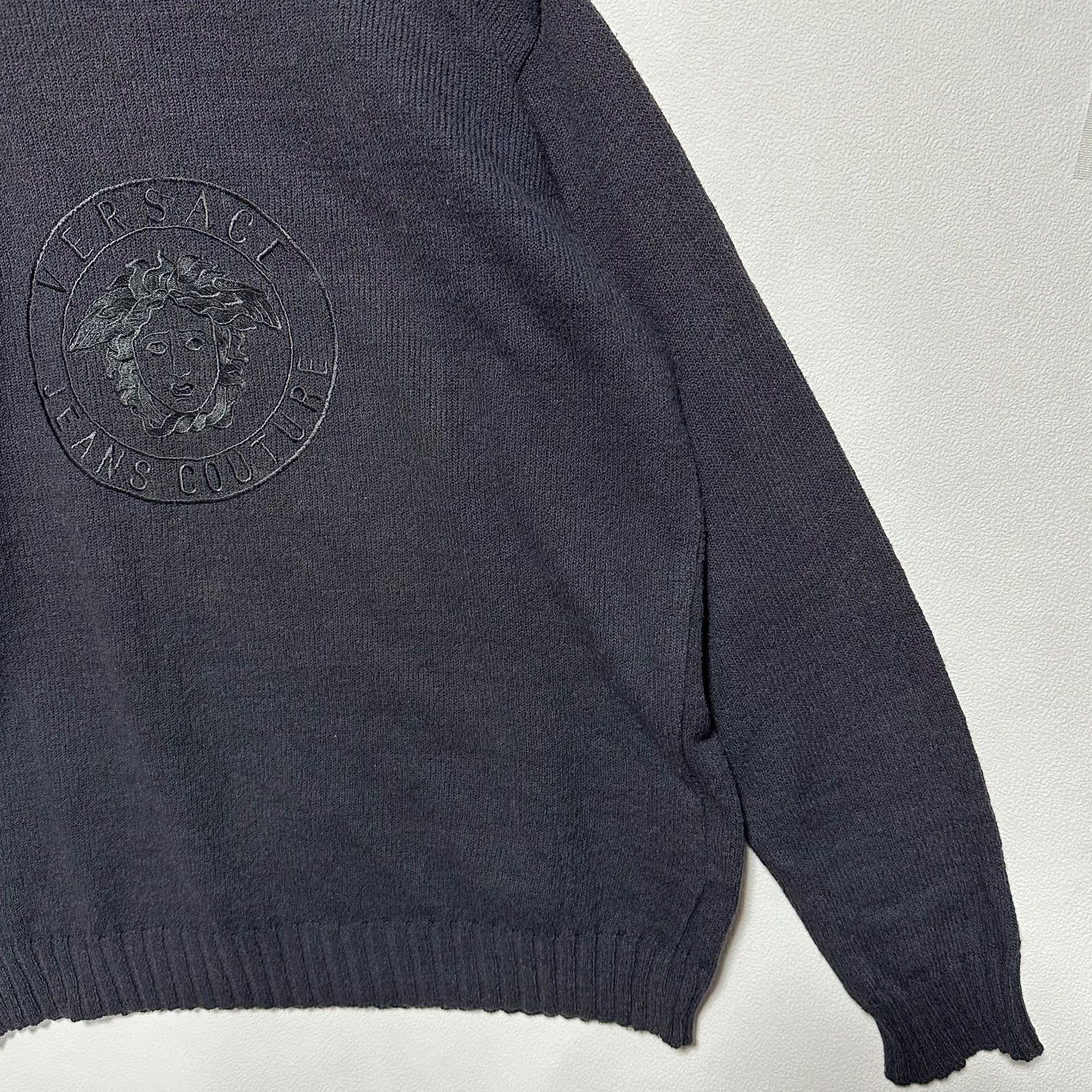 VERSACE JEANS COUTURE イタリア製 メデューサ刺繍ニット セーター 黒