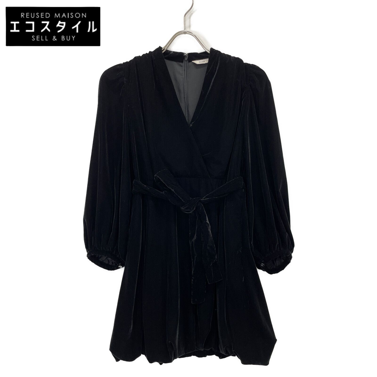 CLANE クラネ 17112-5232 ブラック VELOR BALLOON MINI ONEPIECE 1