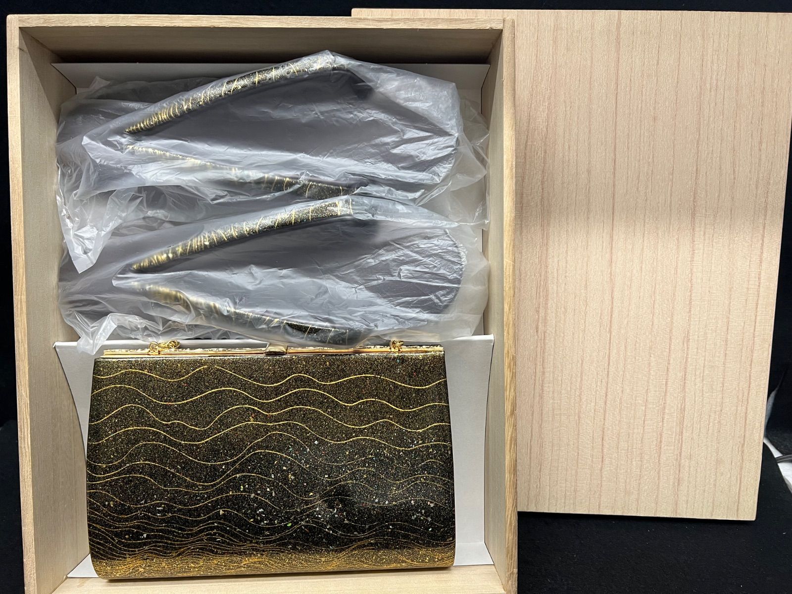 草履バッグセット 和装セット ゴールド ブラック パープル 小物 創作 冠婚葬祭