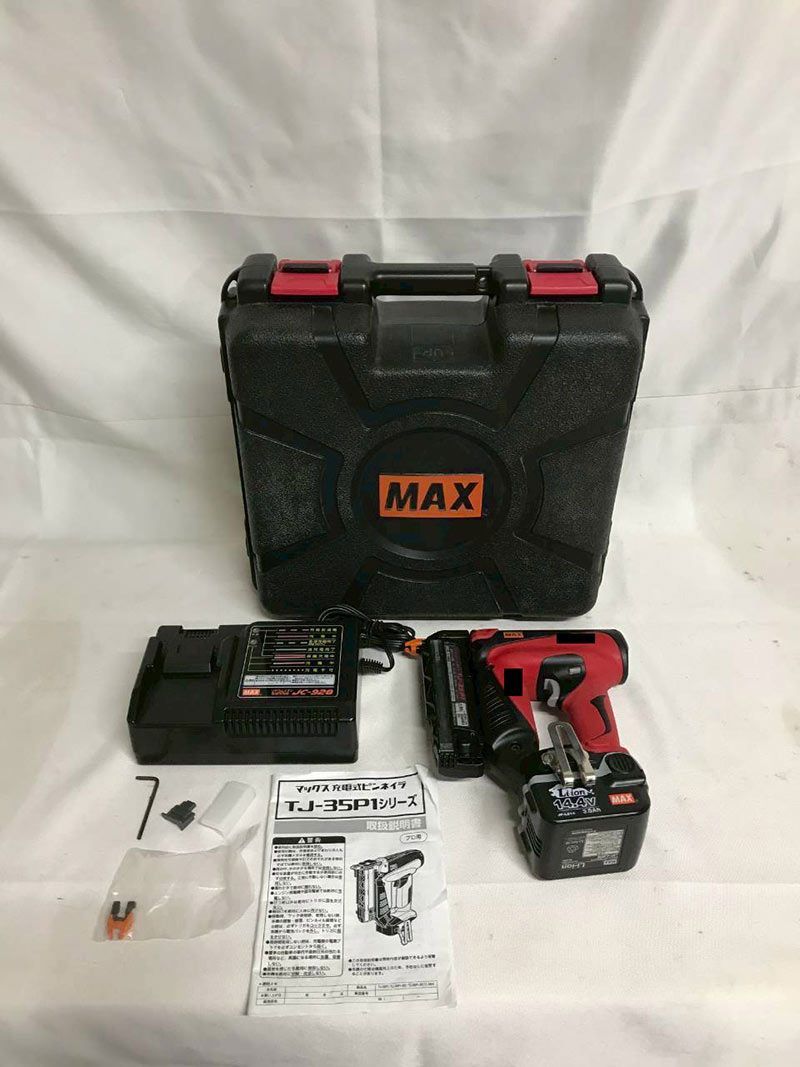 北見市発 マックス MAX 充電式ピンネイラ TJ-35P1 赤 コードレス DIY 内装仕上げ 前使用者名前あり