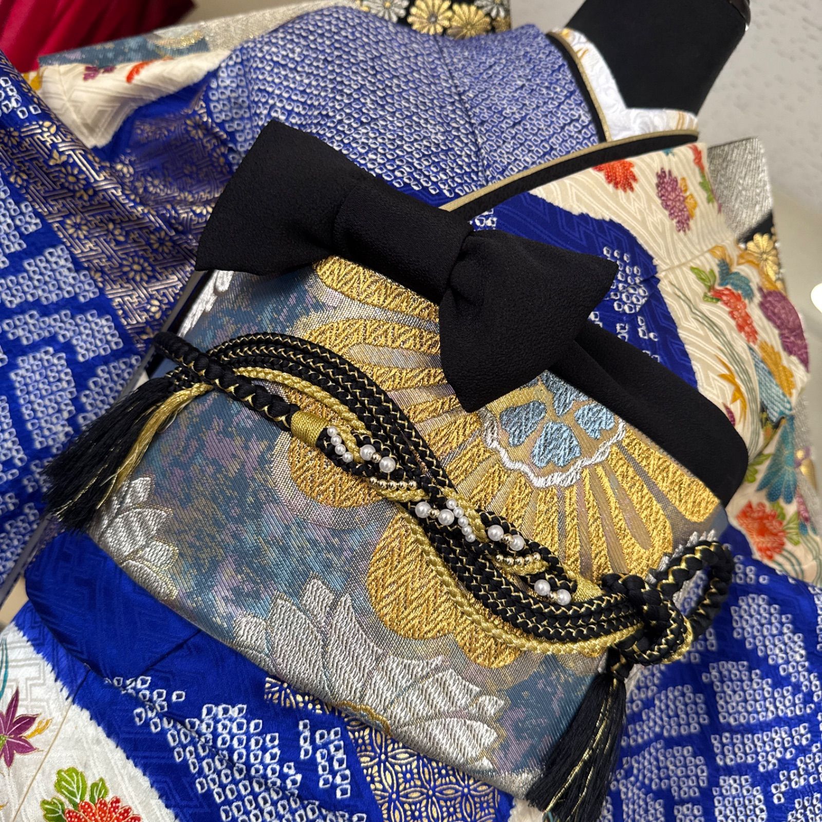 振袖フルセット・鹿の子絞り・菊・牡丹・金駒刺繍・正絹FS489 - メルカリ