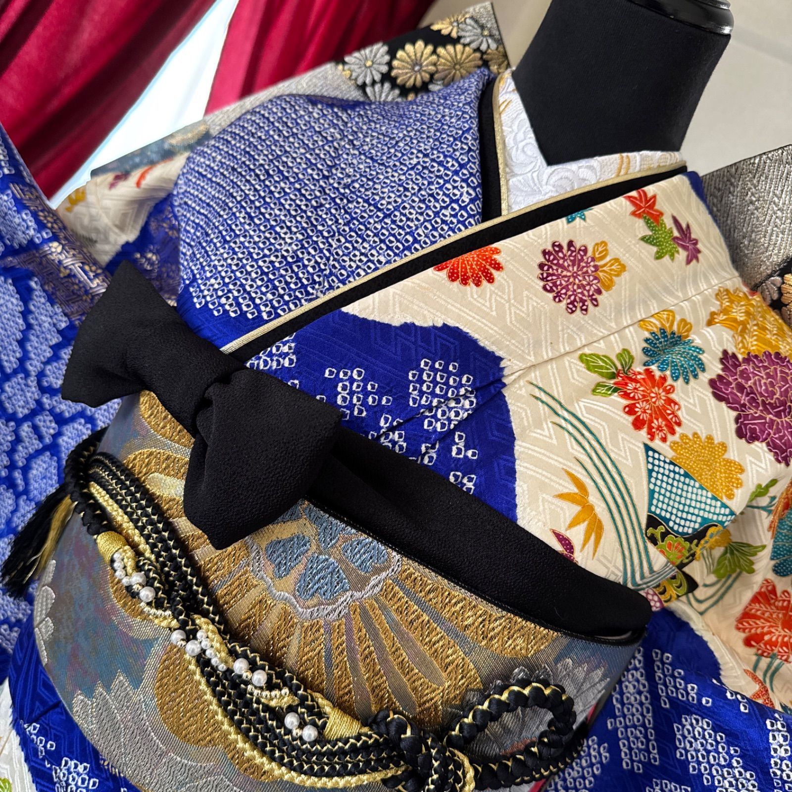 振袖フルセット・鹿の子絞り・菊・牡丹・金駒刺繍・正絹FS489 - メルカリ